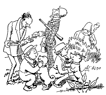 В. Буш. Иллюстрация к детской книге «Плиш и Плюм». Рисунок пером. 1882.
