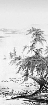 Кано Масанобу [1434—1530(?)]. «Сю Мосюку любуется цветами лотоса». Свиток. Живопись на бумаге. Национальный музей. Токио.