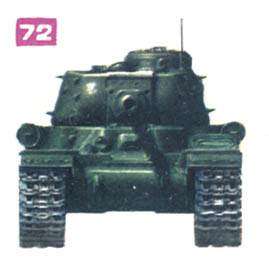 Рис. 72. Советский тяжелый танк ИС-2. Боевая масса - 46 т. Экипаж - 4 чел. Вооружение - одна 122-мм пушка, три 7,62-мм пулемета. Толщина брони: лоб - 120 мм, борт - 90 мм, башня - 100 мм. Двигатель - дизель В-2ИС, 520 л. с. Скорость по шоссе - 37 км/ч. Запас хода - 220 км.
