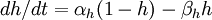 ~dh/dt = \alpha_h(1 - h) - \beta_h h