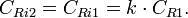 C_{Ri2} = C_{Ri1} = k\cdot C_{R1}. \