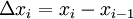 ~\Delta x_i=x_i-x_{i-1}