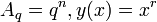 A_q=q^n, y(x)=x^r\,