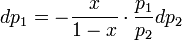 dp_1=-\frac {x}{1-x} \cdot \frac {p_1} {p_2} dp_2