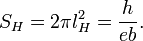 S_H = 2\pi l_H^2 = \frac{h}{eb}. \