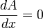 \frac{dA}{dx}=0