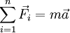 \sum_{i=1}^{n} {\vec{F_i}} = m \vec a