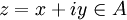 z=x+iy\in A