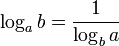\log_a b = \frac {1}{\log_b a}