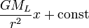\frac{G{{M}_{L}}}{{{r}^{2}}}x+\operatorname{const}