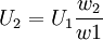 U_2=U_1 {w_2\over w1}