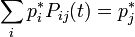 \sum_i p_i^* P_{ij}(t) = p_j^*