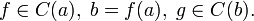 f\in C(a),\; b = f(a),\; g \in C(b).
