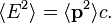 \langle E^2 \rangle=\langle \mathbf{p}^2 \rangle c.