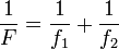 \frac{1}{F} = \frac{1}{f_1} + \frac{1}{f_2}