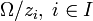 \Omega/{z_i},\;i\in I