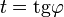 t=\operatorname{tg}\varphi