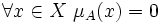\forall x \in X \ \mu_A(x) = 0
