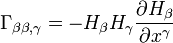 \Gamma_{\beta\beta,\gamma}=-{H_\beta}{H_\gamma}\frac{\partial H_\beta}{\partial x^\gamma}