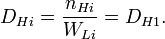 D_{Hi} = \frac{n_{Hi}}{W_{Li}} = D_{H1}. \