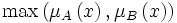 \max \left( \mu_A \left( x \right), \mu_B \left( x \right) \right)
