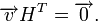\overrightarrow{v}H^T=\overrightarrow{0}.