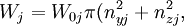 W_j = W_{0j}\pi (n_{yj}^2 + n_{zj}^2, \ 