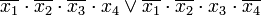 \overline{x_1}\cdot\overline{x_2}\cdot\overline{x_3}\cdot{x_4}\vee\overline{x_1}\cdot\overline{x_2}\cdot{x_3}\cdot\overline{x_4}
