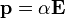  \mathbf{p}=\alpha\mathbf{E} 