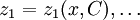 z_1=z_1(x,C), \dots
