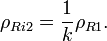 \rho_{Ri2} = \frac{1}{k}\rho_{R1}. \