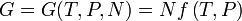 \,\!G = G(T,P,N) = N f \left(T,P\right)