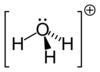 2D diagram showing the pyramidal structure of the hydroxonium ion