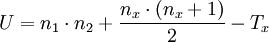 U=n_1\cdot n_2+\frac{n_x\cdot (n_x+1)}{2}-T_x