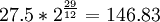 27.5*2^{\frac{29}{12}}=146.83
