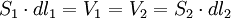 S_1\cdot dl_1=V_1=V_2=S_2\cdot dl_2