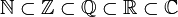 \mathbb{N}\subset \mathbb{Z}\subset  \mathbb{Q}\subset \mathbb{R}\subset \mathbb{C}