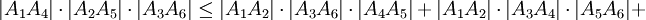 |A_1A_4|\cdot |A_2A_5|\cdot |A_3A_6|\le |A_1A_2|\cdot |A_3A_6|\cdot |A_4A_5|+|A_1A_2|\cdot |A_3A_4|\cdot |A_5A_6| +