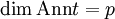 \dim \operatorname{Ann} t=p