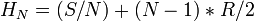\ H_{N} = (S/N) + (N-1) * R/2 \,