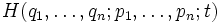 H(q_1,\dots,q_n;p_1,\dots,p_n;t)