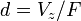 d={V_{z}/{F}}\,