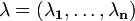 \mathbf{\lambda}=(\mathbf{\lambda_1},\ldots, \mathbf{\lambda_n})