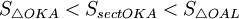 S_{\triangle OKA} &amp;lt; S_{sect OKA} &amp;lt; S_{\triangle OAL}