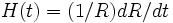 \! H(t)=(1/R)dR/dt