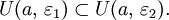 U(a,\, \varepsilon_1)\subset U(a,\, \varepsilon_2).