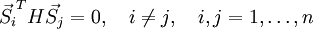 \vec{S_i}^T H \vec{S_j}=0, \quad i\neq j, \quad i,j=1,\ldots,n\!