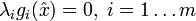 \lambda_i g_i(\hat{x})=0,\;i=1\ldots m