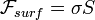 \mathcal{F}_{surf} = \sigma S