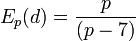 E_p(d)=\frac{p}{(p-7)}
